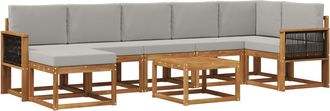 vidaXL Conjunto De Sof&aacute;s De Exterior 8 Uds. Natural Y Gris Claro Vidaxl
