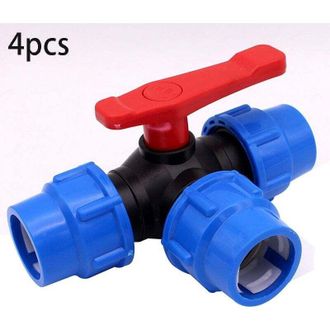 OEM V&aacute;lvula De Bola De Tres V&iacute;as De Conexi&oacute;n R&aacute;pida, Tipo T, 4 Unidades, 25 Mm