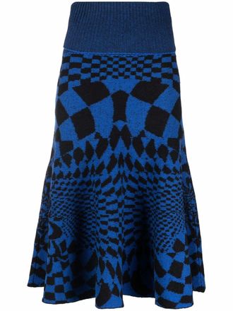 Stella McCartney geometric-pattern skirt - women - Virgin Wool/Polyamide - 36 - Blue
