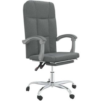 vidaXL Silla De Oficina Reclinable De Tela Gris Oscuro Vidaxl