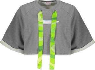 Pucci Cropped Sweatshirt - Dames - T-shirts - Grijs - XS - Katoen - Tops