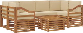 vidaXL Conjunto De Sof&aacute;s De Exterior 7 Uds. Natural Y Beige Vidaxl