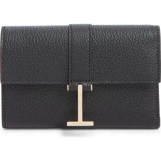 Tom Ford Kara Grain Leather Compact Wallet in Black at Nordstrom