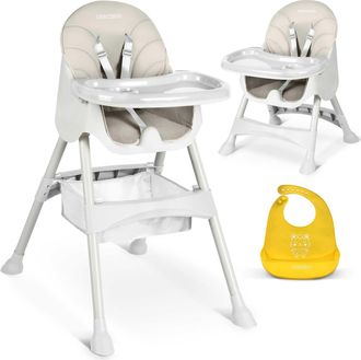 OEM Seggiolone Milo Ricokids Con Tavolino E Bavaglino, Grigio