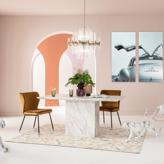Kare Design Mesa m&aacute;rmol 200 x 100 cm 6 plazas blanco
