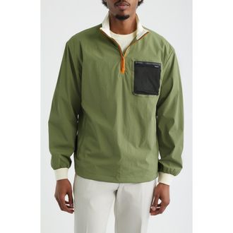 Malbon Golf Cascade Colorblock Quarter Zip Windshirt Pullover in Olivine at Nordstrom, Size Xx-Large