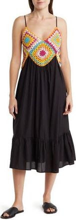 Boho Me Granny Square Crochet Midi Dress in Black at Nordstrom Rack, Size Medium