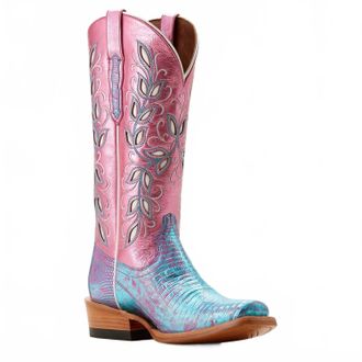 Ariat Womens Futurity Silk Irridescent Lizard Western Boot In Pink