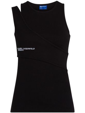 Karl Lagerfeld Tanktop met geborduurd logo - Zwart