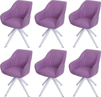 Hhg Hhg - Juego De 6 Sillas De Comedor 786, Silla De Cocina Silla Con Reposabrazos, Giratoria Tela/textil, Violeta