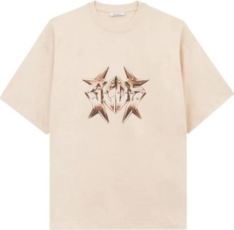 GCDS T-Shirts, male, Beige, Size: XL Studded Logo T-shirt