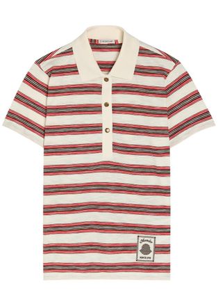 Moncler Striped Cotton Polo Shirt - Natural Beige Other - XS (UK 8 / XS)
