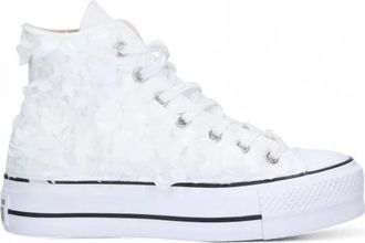 Converse Platform Hoge Top Canvas Sneakers - Dames - Sneakers - Wit - 37 EU - Tule - Schoenen