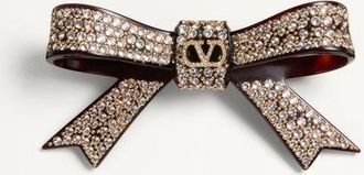 Valentino Garavani VLogo Signature Hair Clip In Resin, Metal And Crystals Wo