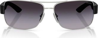 Prada 65mm Shield Sunglasses in Silver /Grey Gradient at Nordstrom