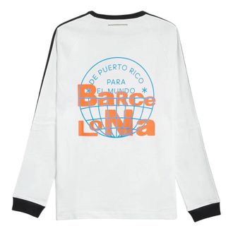 adidas x Bad Bunny DtMF Tour Merch Barcelona Long-Sleeved Relaxed T-Shirt White LH0418