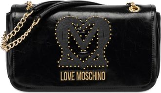 Love Moschino Borsa con logo e borchie - Nero