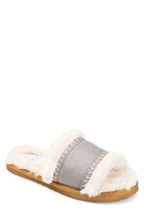 Journee Collection Mardie Faux Fur Slipper in Grey at Nordstrom Rack, Size 11