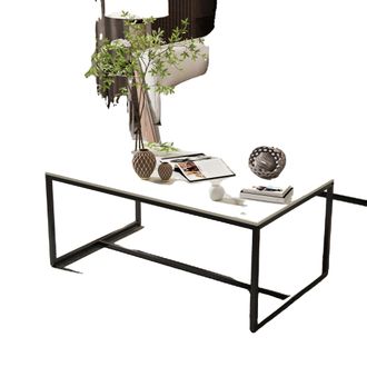 OEM Tavolino Da Caff&egrave;, Design Moderno E Minimalista, Superficie In Pietra Sinterizzata Resistente, Bianco