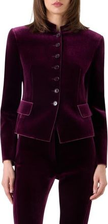 Akris Deva Fitted Velvet Neoprene Jacket in Merlot Red at Nordstrom, Size 10