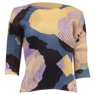 Issey Miyake by Issey Miyake Meteorite Print Pleated Blouse in Multicolor Polyester