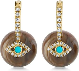 Sydney Evan Orecchini con pendente Evil Eye in oro giallo 14kt con diamanti