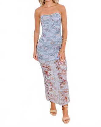 Blue Blush Botanical Garden Party Lace Midi Dress In Blue