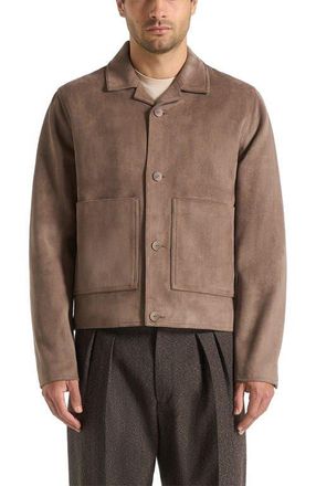 Mani&egrave;re De Voir Michel Suede Jacket With Revere Collar in Taupe at Nordstrom, Size X-Small