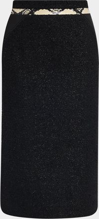 Maria McManus Snake-Print Blocked Tweed Midi Pencil Skirt