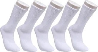 French Connection Organic Cotton Half Cushion Crew Sock 5-Pack in White at Nordstrom
