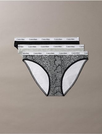 Calvin Klein Womens Icon Logo 3-Pack Bikini - Black - XL
