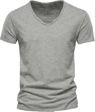 Generic V Neck Cotton T-Shirts for Men UK Plus Size Solid Color Casual Breathable Wicking Short Sleeve Tee Shirt Sports Basic Regular Fit Tshirts Comfortable 