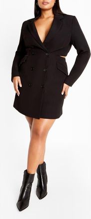 City Chic Marrie Double Breasted Long Sleeve Blazer Dress in Black at Nordstrom, Size Xs