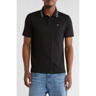 Calvin Klein Tipped Knit Polo in Black at Nordstrom Rack, Size Xx-Large