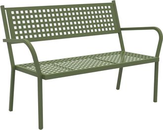 MondoViro Banco de jardín apilable de metal verde 125x60 cm 77h