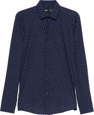 BOSS long-sleeved patterned shirt - Blue