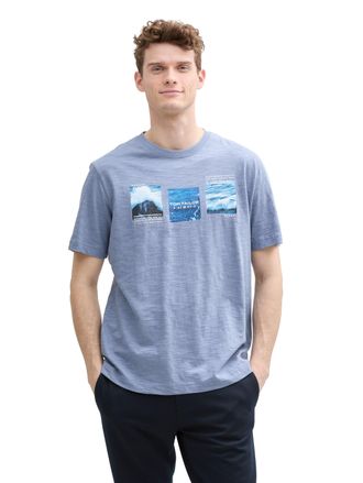 Tom Tailor T-Shirt TOM TAILOR, Herren, Gr. XXL, blau (dove blau), Jersey, Obermaterial: 100% Baumwolle, bedruckt, regular fit taillenbedeckt, Rundhals, gerader A
