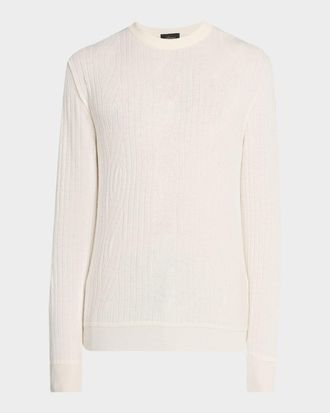 Brioni Men & apos;s Wool and Cashmere Cable Knit Crewneck Sweater