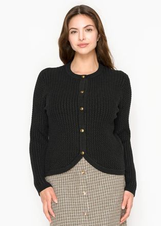 YAL New York Black Gold-Button Knit Cardigan