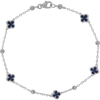 Bony Levy El Mar Gemstone & Diamond Station Bracelet in 18K White Gold /Sapphire at Nordstrom, Size 7