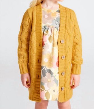 MAYORAL Honey Braided Knit Cardigan In Yellow