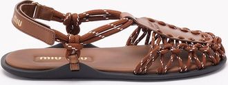 Miu Miu Flat Cord And Leather Sandals