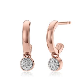 Monica Vinader Rose Gold Fiji Tiny Button Diamond Mini Huggie Earrings - Diamond Diamond