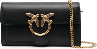 Pinko Love Bag One Wallet - Dames - Schoudertassen - Zwart - ONE Size - Leer - Tassen