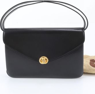 Bally Black Gold Leather Handbag Shoulder Bag Tote Bag (Pre-Owned)