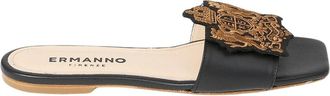 Ermanno Scervino Lage Sandaal met Embleem - Dames - Sandalen - Zwart - 36 EU - Leer - Schoenen