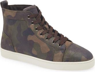 Christian Louboutin Louis Crosta Camouflage High Top Sneaker in Cafe/Green at Nordstrom, Size 11.5Us