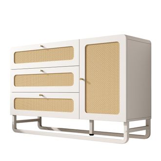 Urban Meuble Aparador moderno con puertas de ca&ntilde;a y 3 cajones de almacenamiento