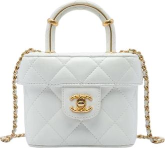 Chanel Pre-owned Vanity Case - Dames - Vintage Mini Tas - Wit - ONE Size - Leer - Vintage