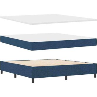 vidaXL Cama Tipo Box Spring Con Colch&oacute;n Azul 180 X 200 Cm Tela Vidaxl